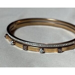 Swarovski Crystal Rose Gold Plated Bracelet Bangle Cubic zirconia Crystals 7 1/4
